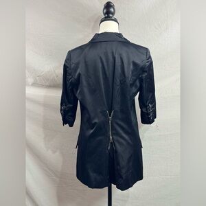 Elizabeth And James Satin Blazer With Zipper Back Black